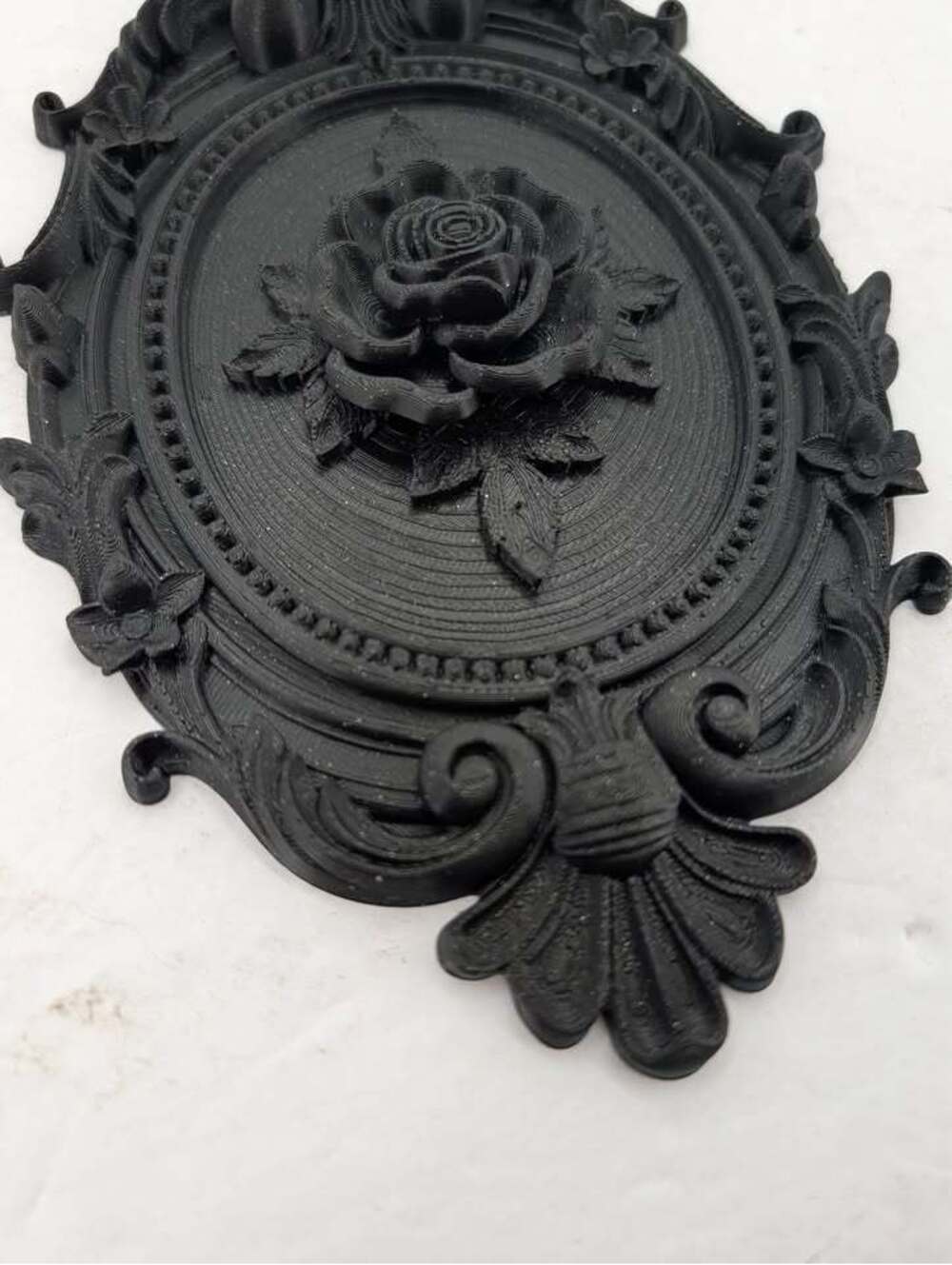 3D Printed Black Gothic Rose Wall Plaque
